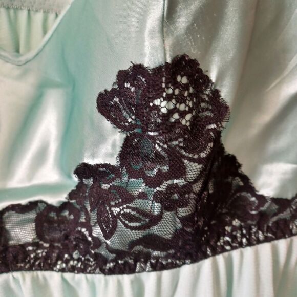 Cacique Intimates‎ Plus Size 22/24 Aqua Blue Satin & Mesh Lace Babydoll Lingerie - Picture 4 of 9